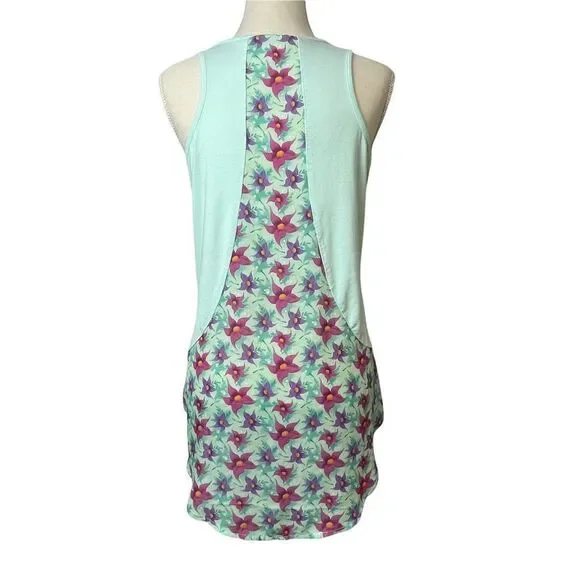 Disney The mermaid life is Sweet Graphic Tank Top Solid Blue & Purple floral M - Picture 3 of 12